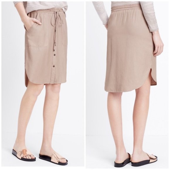 Vince Tan / Khaki Button Down Knee Length Skirt S - Picture 1 of 8